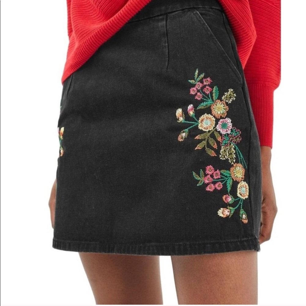 Topshop Embroidered Skirt